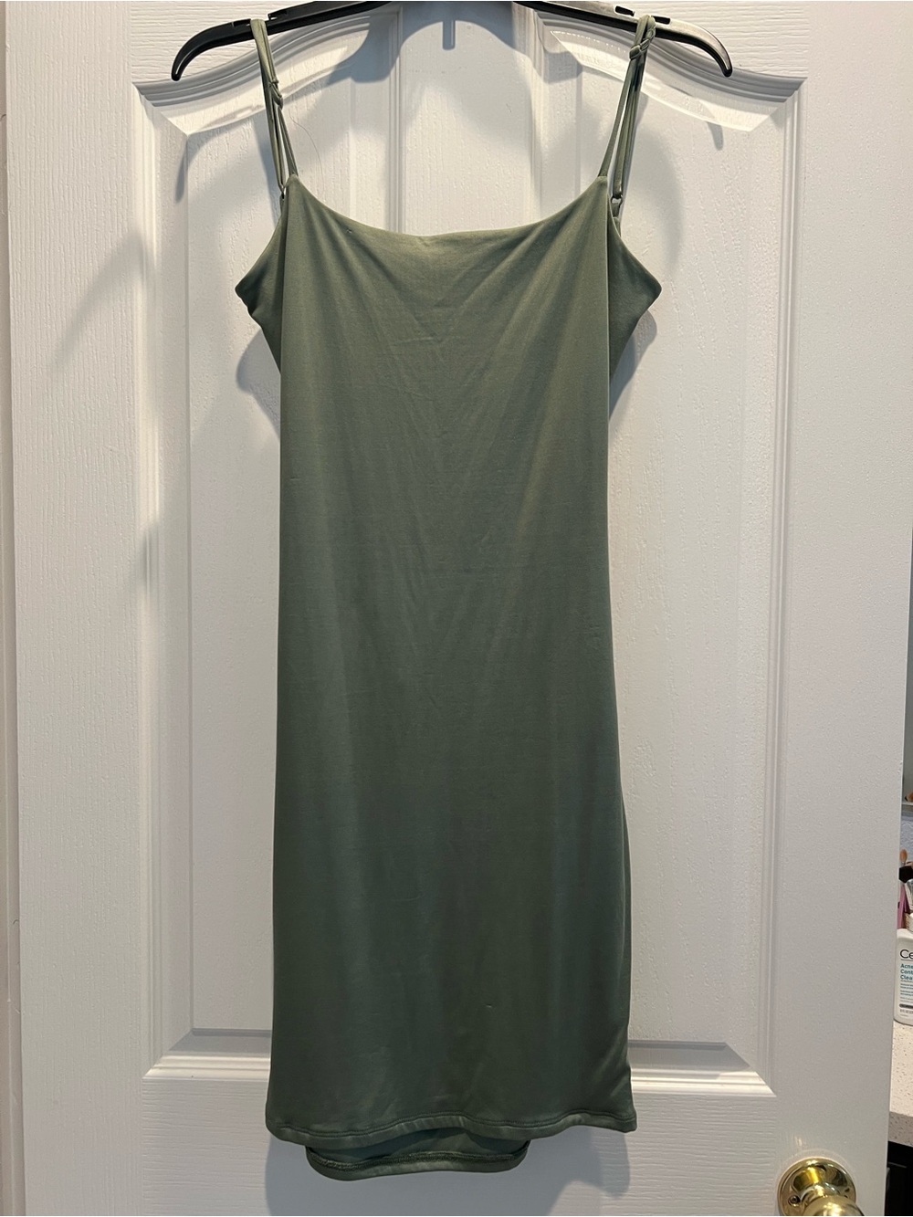 Heart Hips Olive Green Slip Mini Dress with Adjustable Straps